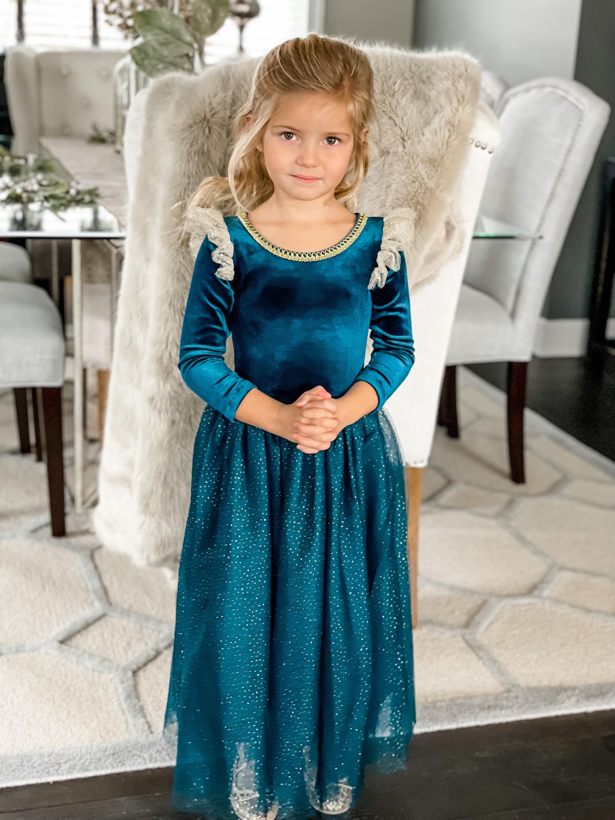 The Brave Princess Teal Costume Dress Joy Costumes